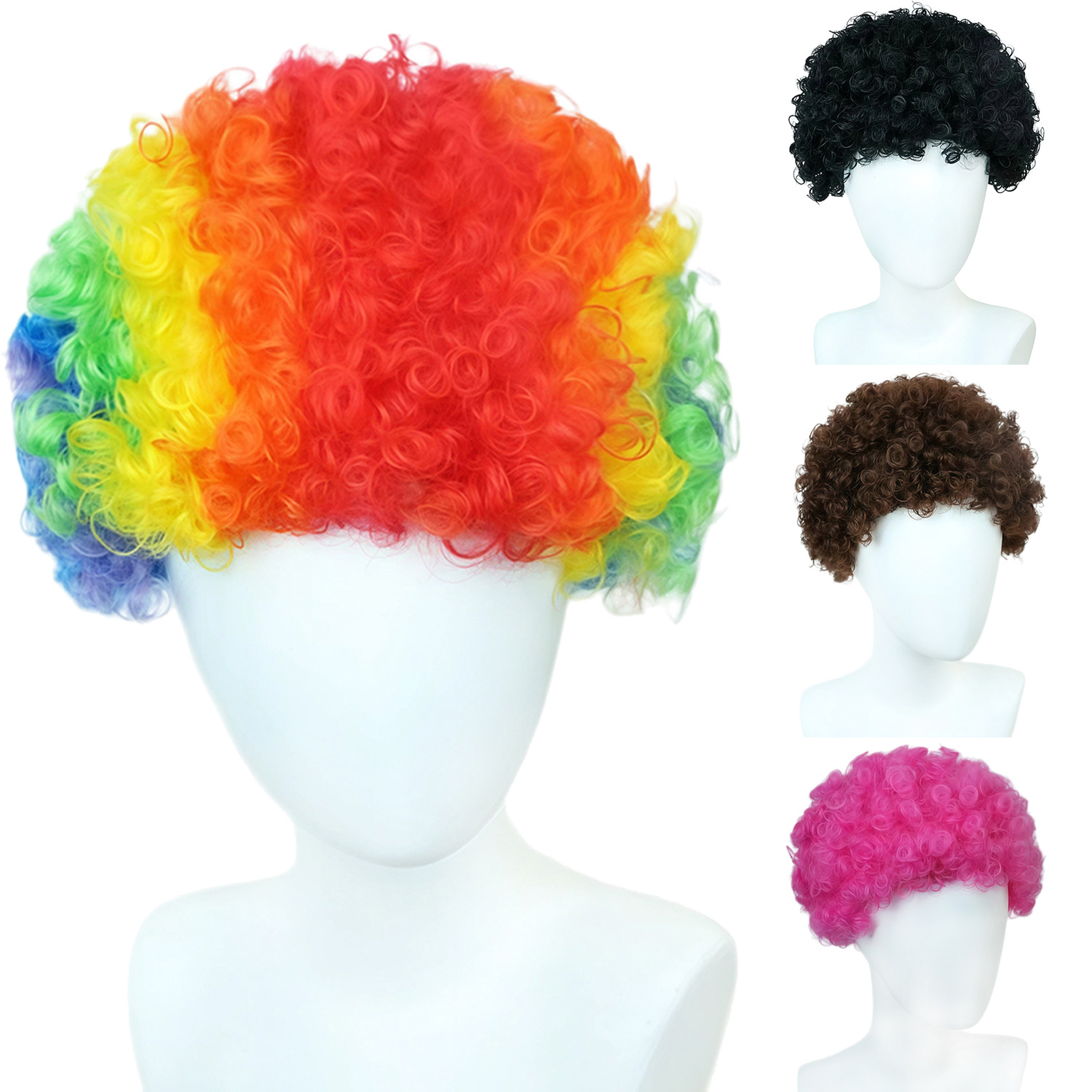 Foreign Trade Cross-Border Afro Wigs, Colorful Fan Wigs, Halloween Costume Wigs, Clown Wigs, Hair Accessories