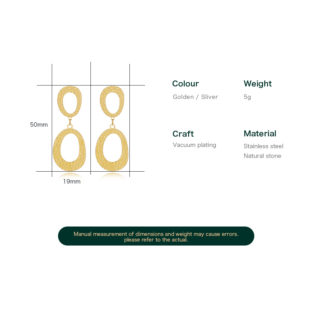 Fashion Geometric Stainless Steel Plating Drop Earrings 1 Pair