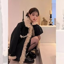 黑色羊羔毛绒牛仔外套女秋冬2025新款皮毛一体小个子毛毛环保皮