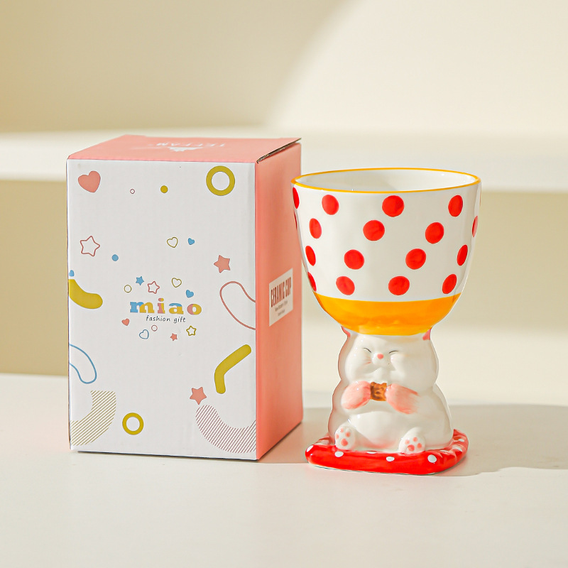 Dibujos animados lindo regalo de cumpleaños pintado a mano taza de helado taza de postre creativo taza de pastel taza de cerámica mesa de aromaterapia