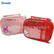 日本Sanrio三丽鸥美乐蒂 凯蒂猫限定款大容量手提式文具袋 化妆包