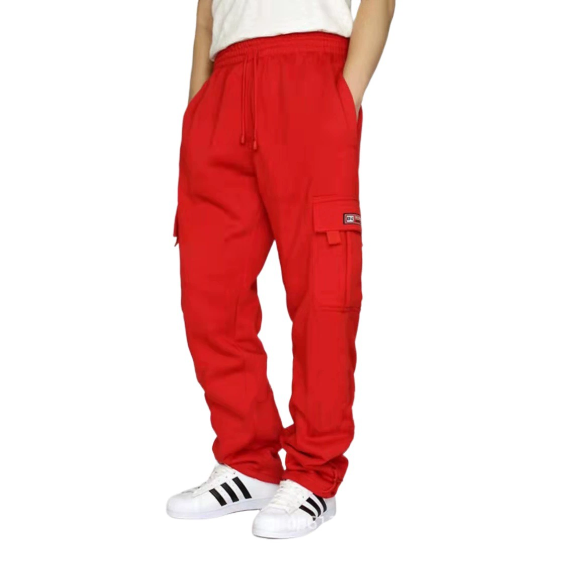 2022 г. Новые трансграничные Спортивные Повседневные брюки на флисовой подкладке, мужские свободные рабочие брюки с несколькими карманами