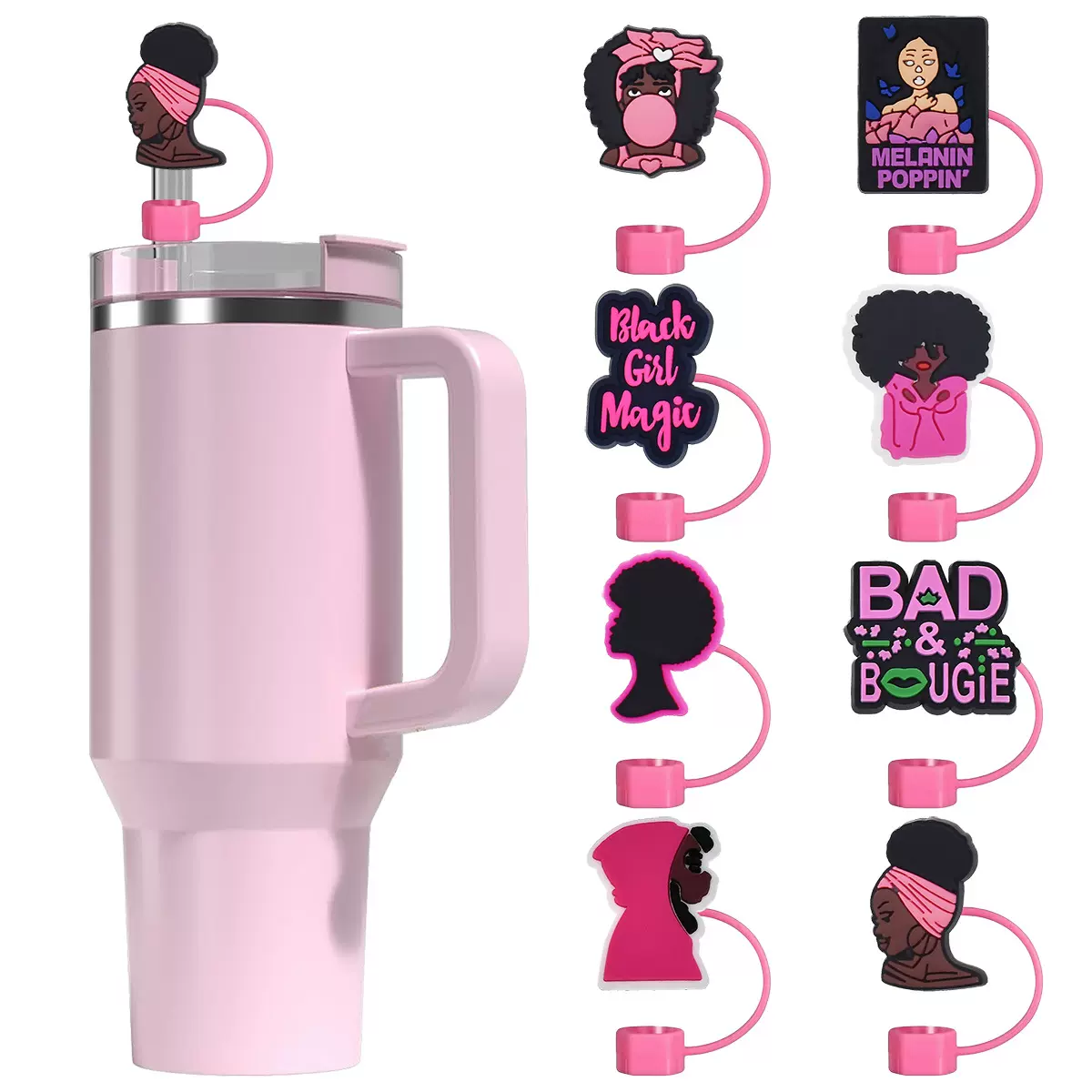 黑人系列吸管帽10mm通用软胶吸管塞跨境派对个性创意吸管装饰配件