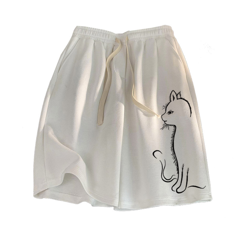 Venta directa de fábrica pantalones cortos waffle verano de los hombres INS de moda Pantalones casuales sueltos pantalones cortos deportivos rectos