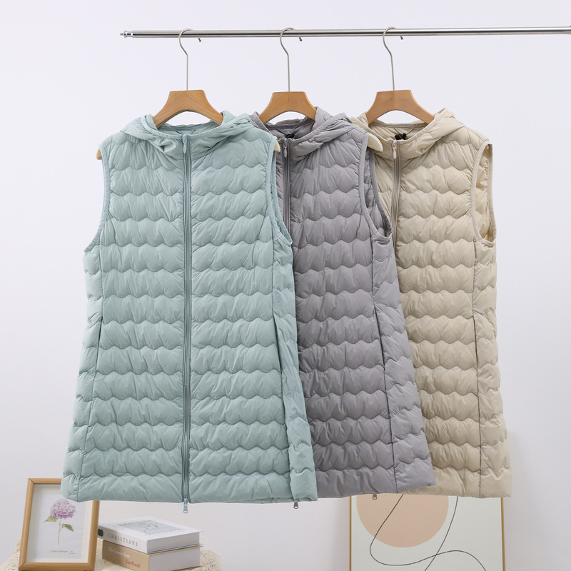 Mid-Length down Vest for Women 2025 New Style Hooded Lightweight 90% down Fashionable Layered Inner Vest Warm Vest