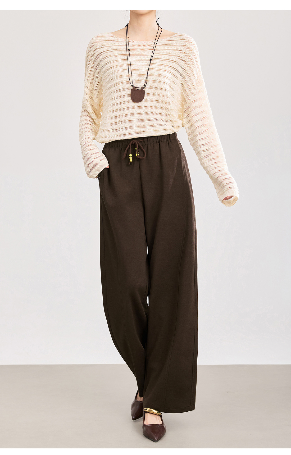 Quần culottes nữ ống rộng cạp thun dây rút vải mềm rủ — màu sắc chi tiết 17