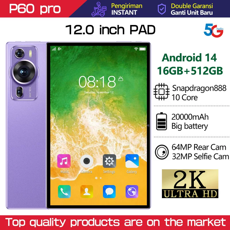 Глобальная поставка через границу планшета P60 Pro 16+512G для иностранных торговый источник фабрика (взрывная модель)