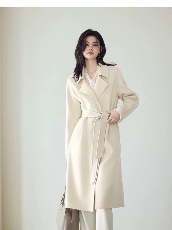伊*L女装2025秋季新款重工羊毛大衣翻领双面毛呢外套女1G9970081|undefined