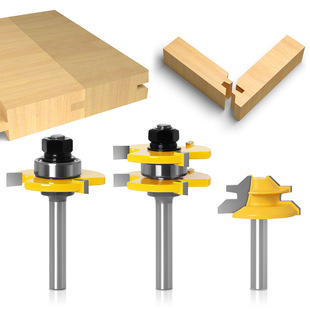 3-piece set of 45-degree Tenon knife +3-tooth T-type Tenon knife 8mm shank plank knife floor knife straight knife Tenon knife