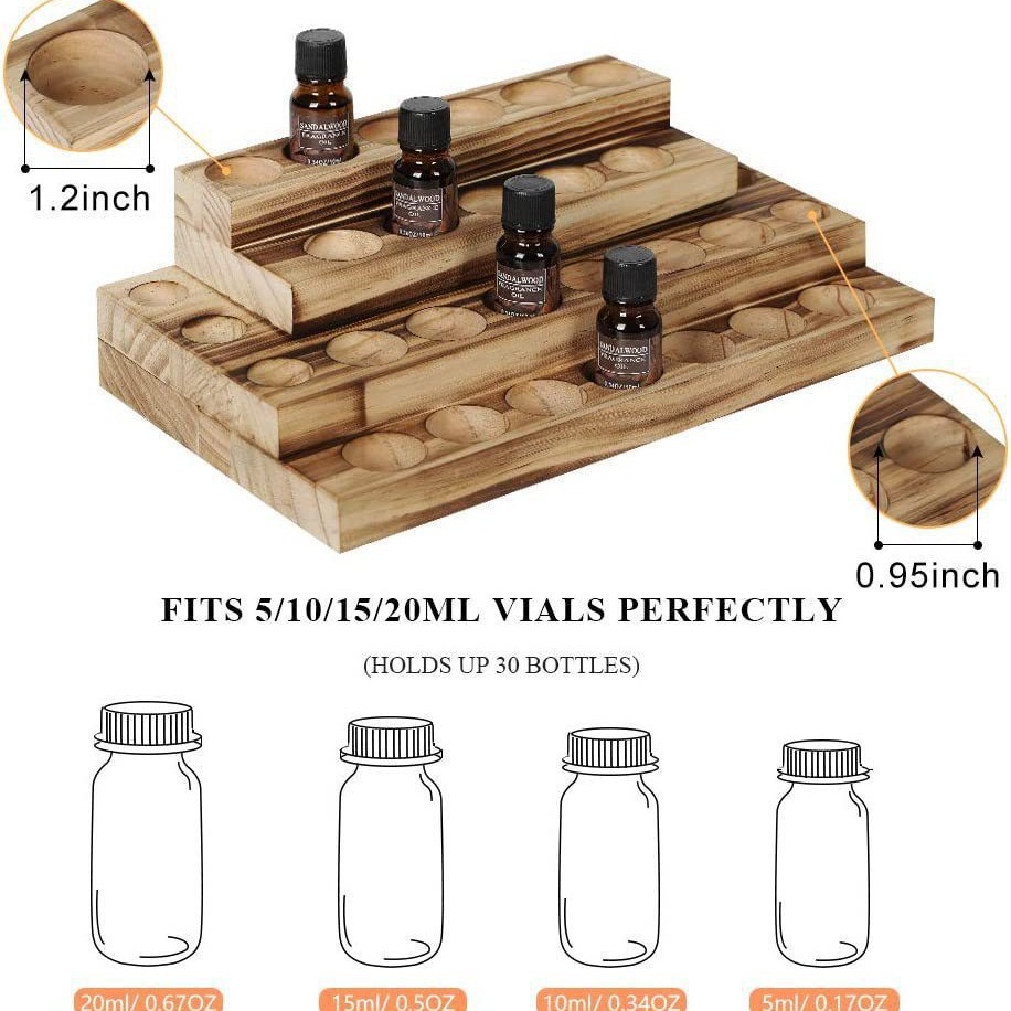 Estante de clasificación de mesa de cuatro capas Estante de exhibición de madera maciza de aceite esencial multifuncional Estante de almacenamiento de cosméticos de aceite esencial de escritorio