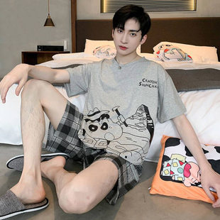Summer sports pijama, set, men's style, for teenagers, with short sleeve, oversize, plus size