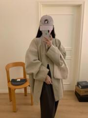 2025秋季新款立领卡其色中长款英伦风立领风衣外套女宽松韩版气质