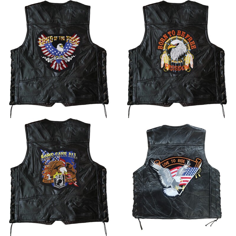 Genuine Leather Motorcycle Vest, Men's Goatskin Vest, European and American Cycling Vest, Four-Season Vest, Embroidered Badge Special Price