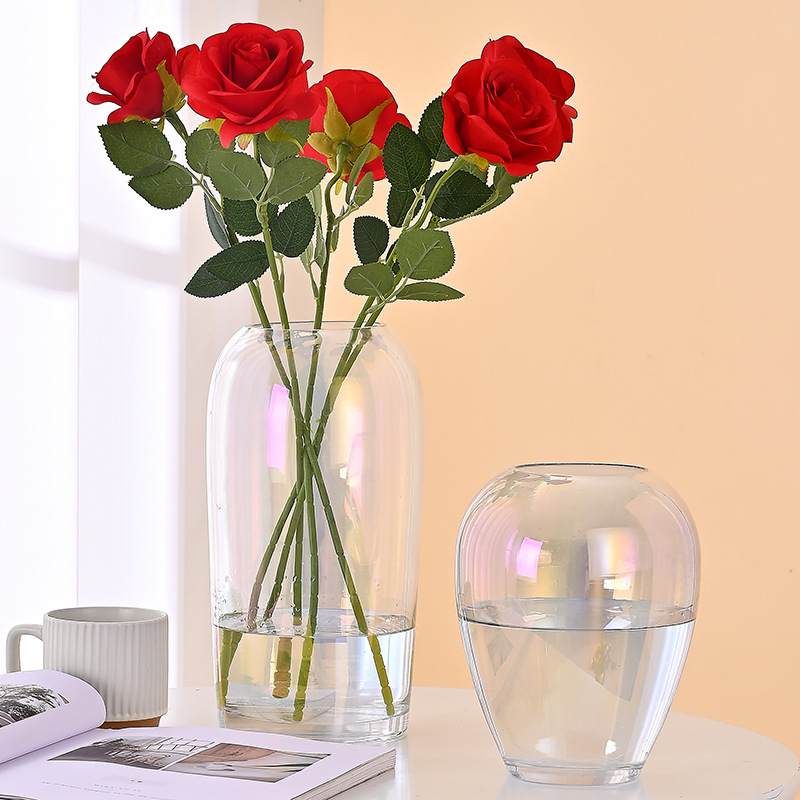 Vaso de vidrio nórdico sala de estar decoración floral lujoso de alta calidad mesa de comedor transparente simple botella de vidrio hidropónica