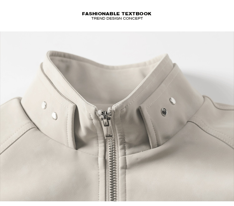 American Retro Workwear Leather Jacket For Men, Spring Cleanfit Flight Stylish Stand-up Collar Baseball Jacket, Trendy_voghion.com