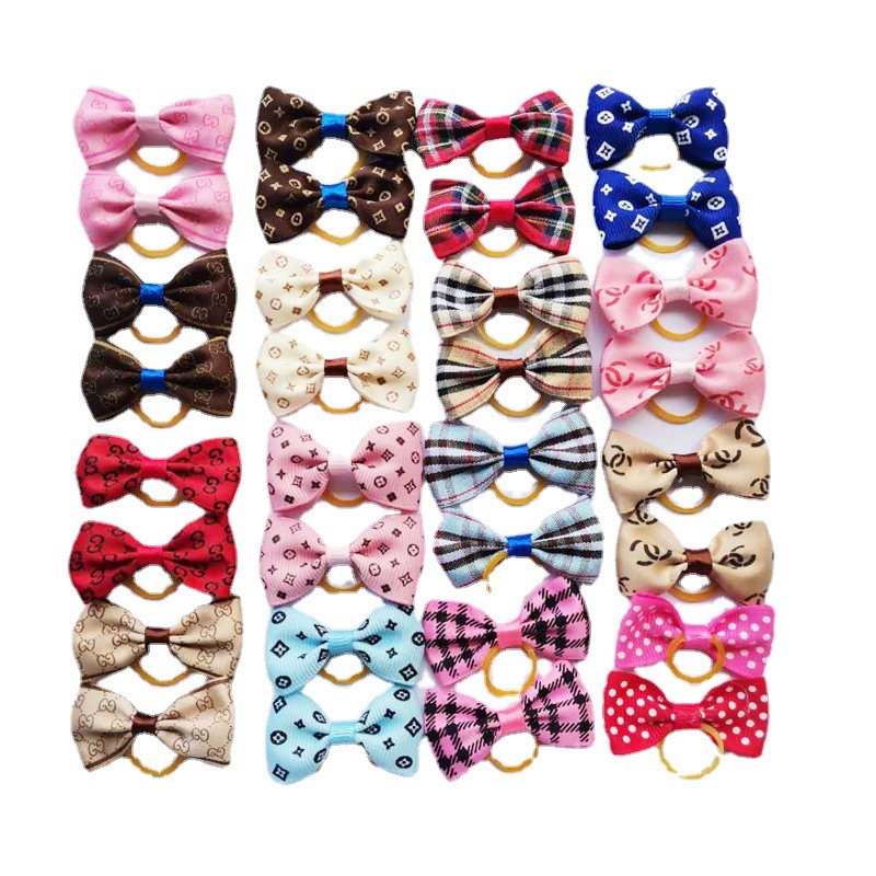Товары для домашних животных, аксессуары для головы с резинкой для домашних животных, аксессуары для собак, бант с принтом для домашних животных, резинка для головы, прямая продажа с фабрики цветов