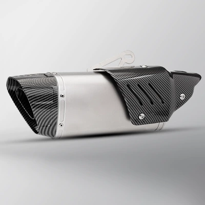 Motorcycle exhaust pipe, fiber exhaust ninja400 Kawasaki - diagonal-four-corner-titanium-color-imitation-carbon-head-imitation-carbon-fiber-cover