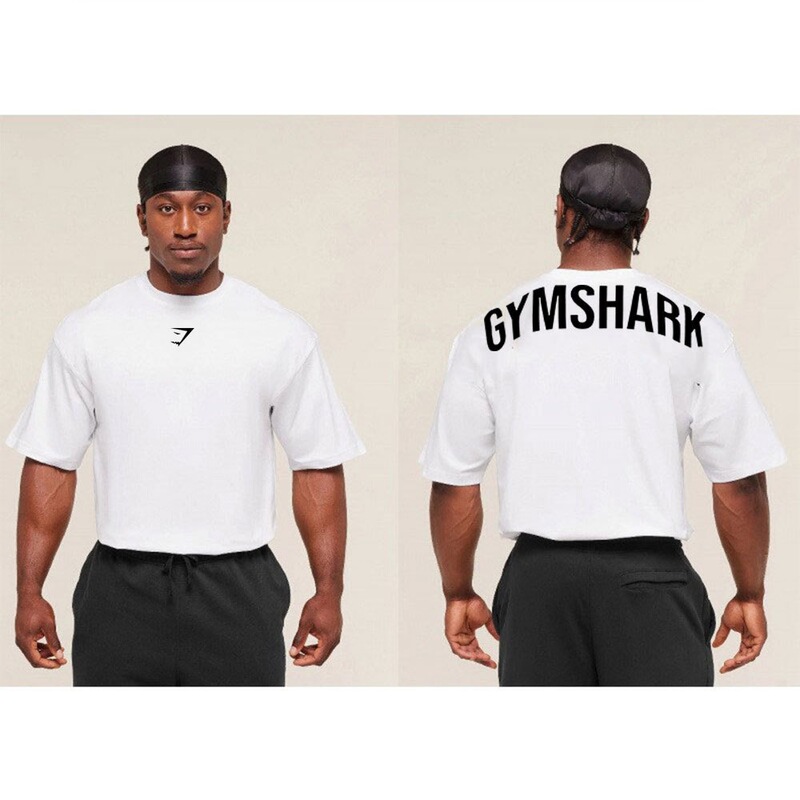 GYMSHARK Men's Oversized T-Shirt, Summer Outdoor Sports and Fitness Cotton Loose-Fit Casual Short-Sleeve Top GYMSHARK Men's Oversized T-Shirt, Summer Outdoor Sports and Fitness Cotton Loose-Fit Casual Short-Sleeve Top