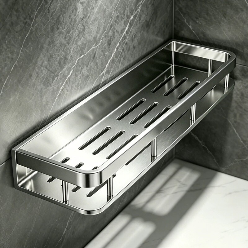 304 Stainless Steel Bathroom Storage Rack, No-Drill Wall-Mounted Bathroom Sink Toilet Storage Shelf