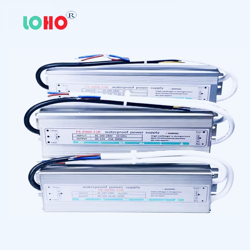 12V24V60W100W200W300W400W超薄防水电源LED户外路灯防水灌胶电源