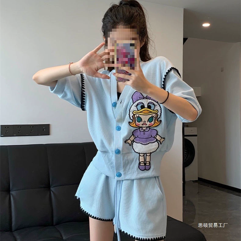 Летний костюм из шорт для женщин 2025 года, модный, милый, миниатюрный, двухкомпонентный комплект