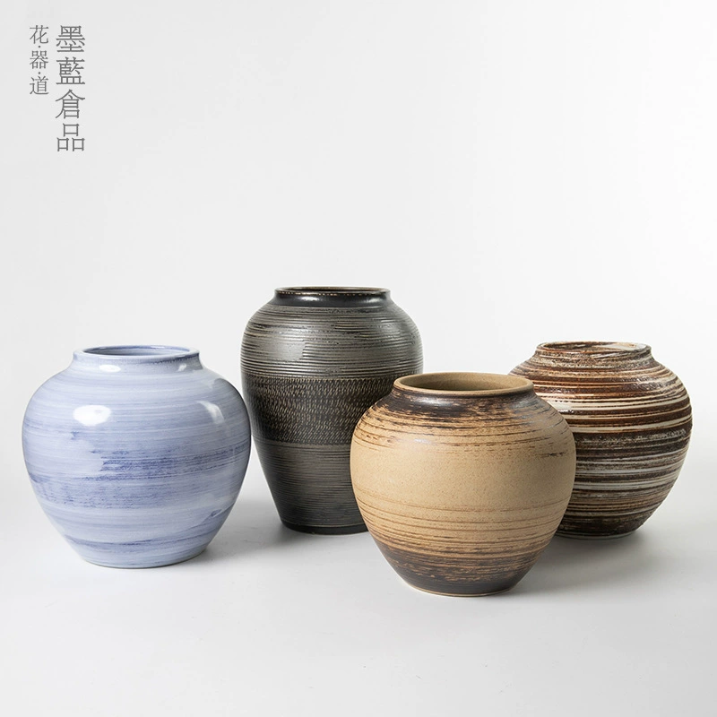 Цзиндэчжэнь керамическая банка украшения Ремесло винтажная банка цветочное устройство дзен Китайская японская Цветочная композиция контейнер Входная бутылка