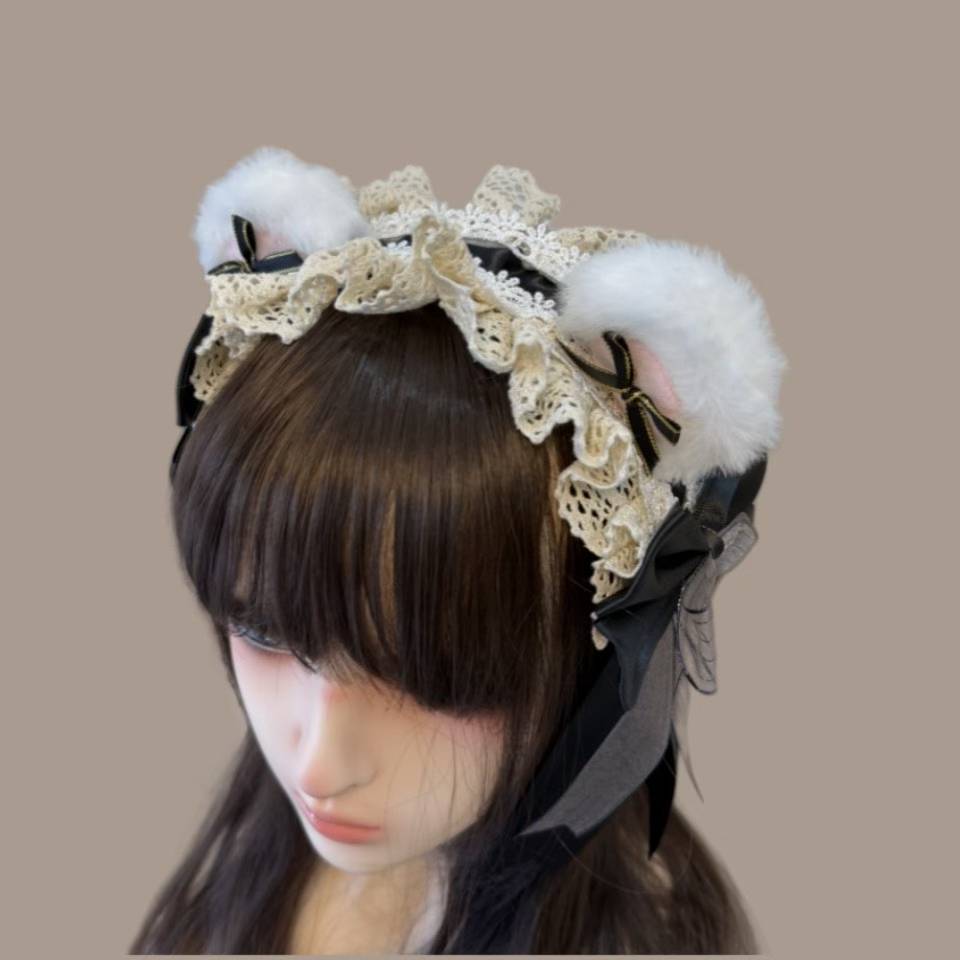Dos dimensiones Lolita correa de cabello chica gato oreja clip de cabello cómic cosplay Lolita criada correa de cabello