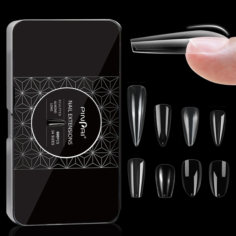 European and American exclusive single-sided frosted transparent nail tips, seamless false nails in a box, coffin-shaped nails, exclusively for cross-border sales