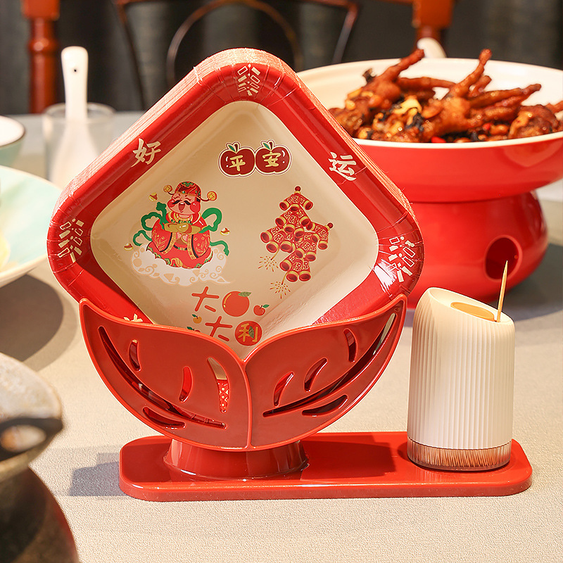 Wholesale of 50 Disposable Bone Spit Dishes, Small Household Plates, Storage Plates, Chinese-Style Festive Bone Spit Dishes