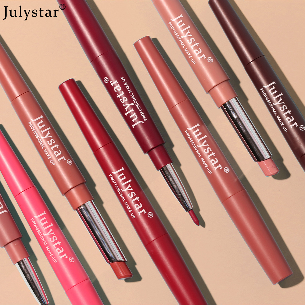 European and American cross-border double-headed red lip liner pens that do not fade or stick to the cup, pink rotating lipstick pens, wholesale of foreign trade cosmetics undefined