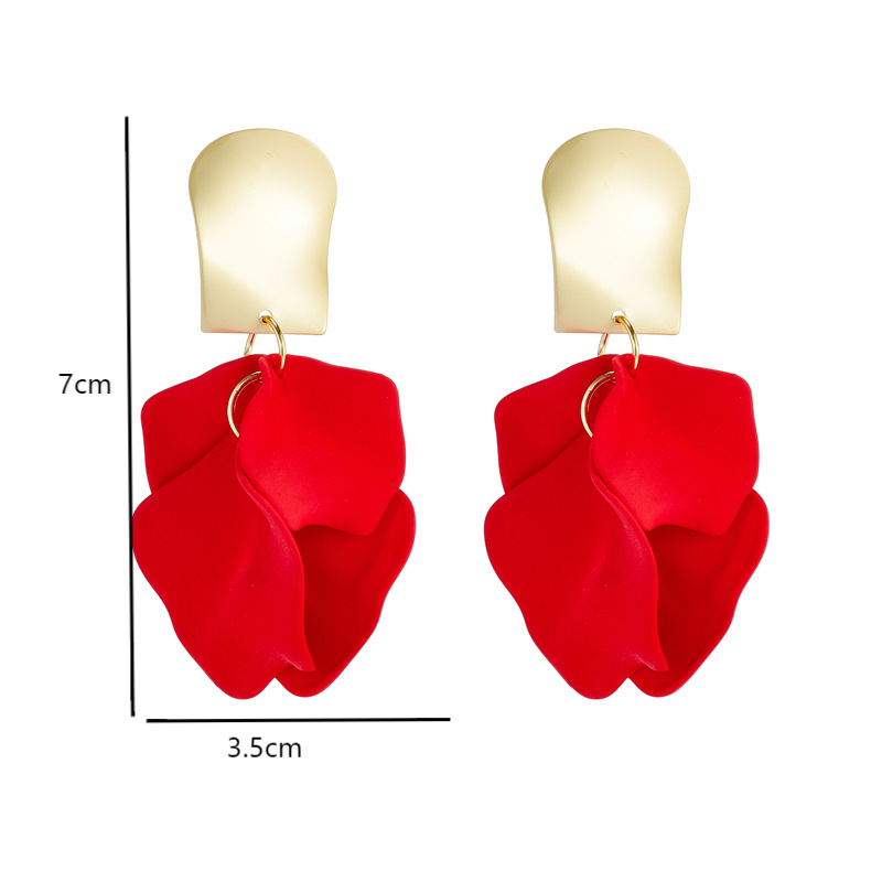 1 Paar Mode Blütenblatt Überzug Legierung Tropfenohrringe display picture 1