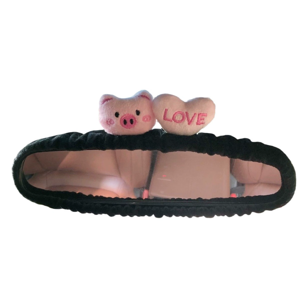 Декоративная короткая бархатная накладка на зеркало заднего вида с милым мультяшным дизайном "Свинка" для автомобиля, аксессуар для интерьера автомобиля