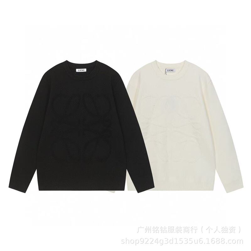 Cross-Border New Style Exclusively for Autumn and Winter Accessible Luxury Low Letters Large Dark Jacquard Knitted Sweater Round Neck Casual Men and Women Cross-Border New Style Exclusively for Autumn and Winter Accessible Luxury Low Letters Large Dark Jacquard Knitted Sweater Round Neck Casual Men and Women