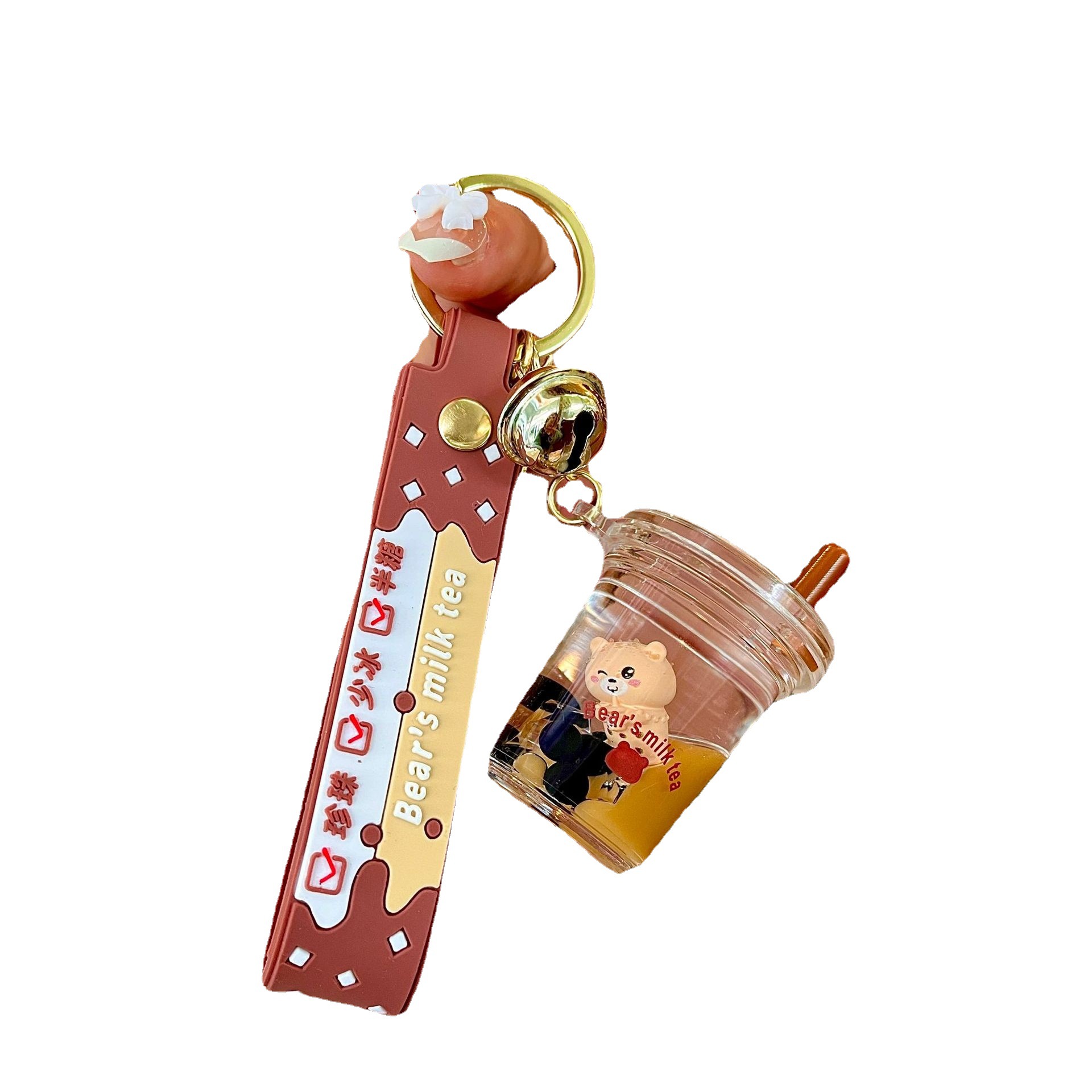 Cartoon Oil Floating Liquid Quicksand BottleKey Chain Cute Trendy Car Key Chain Pendant
