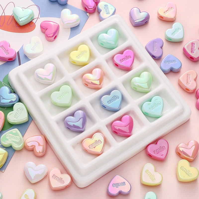 Acrylic beads heart-shaped handmade, bracelet, necklace, pendant, accessories, DIY