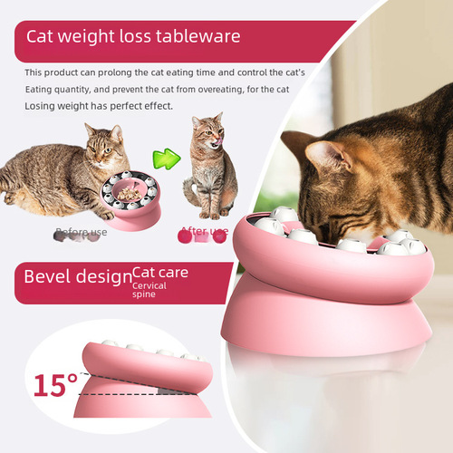 Pet cat self-sustaining slow food tableware cat bowl educational feeder healthy feeding bowl