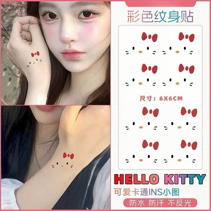 Hand Kitty Cute Tattoo Stickers High-Value Ins Finger Wrist Girl Waterproof Long-Lasting Tattoo Stickers High-End