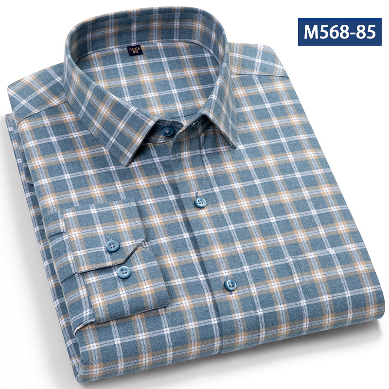 Herren-Flanellhemd aus 100 % Baumwolle mit Karomuster, langärmeliges, lässiges Button-Down-Hemd für den Herbst, knitterfreies und vielseitiges Oberteil für den Alltag_voghion.com