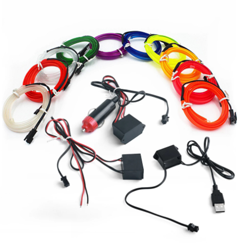 Venta al por mayor coche LED lámpara de gas luz fría Lámpara decorativa lámpara modificada Clip-en luz fría con borde lámpara de atmósfera de coche