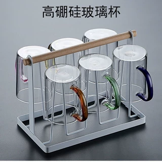 定制高硼硅玻璃茶杯直管杯彩色把手泡茶杯玻璃茶具简约透明玻璃杯