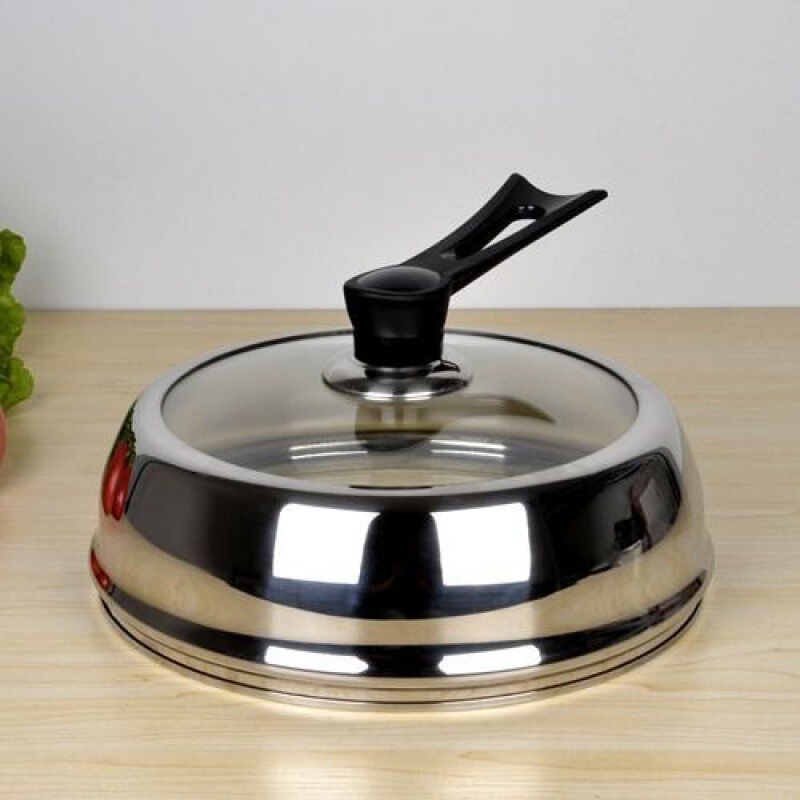 Stainless Steel Pot Lid with Heightened Visibility Stainless Steel Glass Pot Lid Can Stand Wok Lid Manufacturer Wholesale