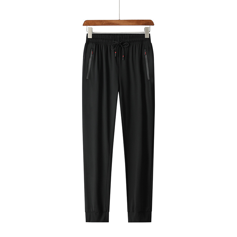 Silk quick dry thin solid color elastic trousers for leisure