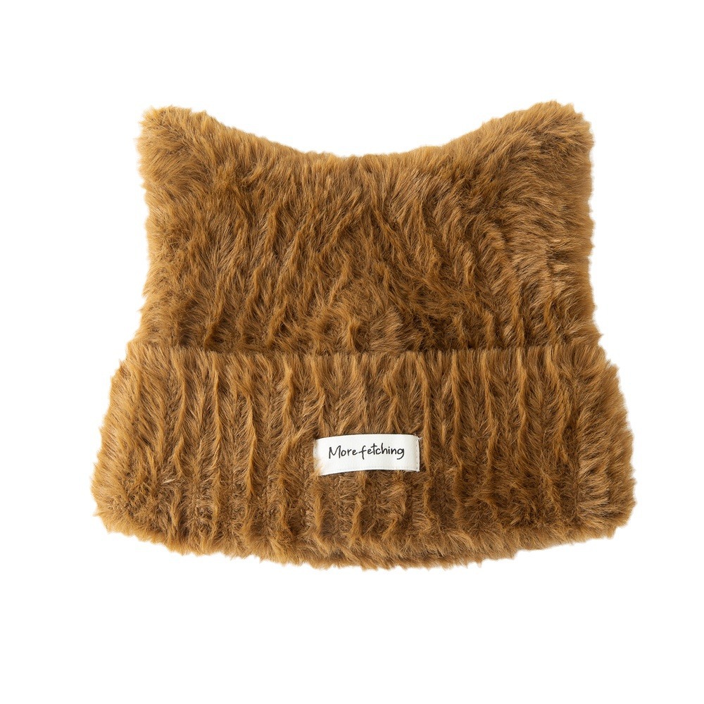 Autunno Inverno Nuovo Peluche Carino Gatto Maglione Versatile Protezione Orecchie Viso Freddo Cappello Lavorato a Maglia Snellente Donna_voghion.com