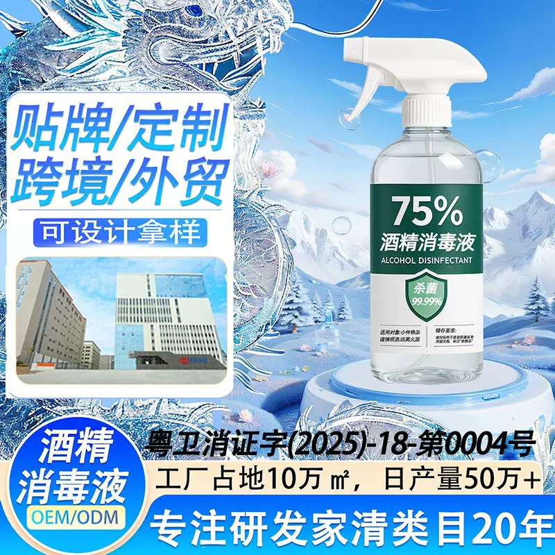 品牌代工瓶装500g酒精消毒液杀菌免洗手自选配方衣物消毒水喷雾款