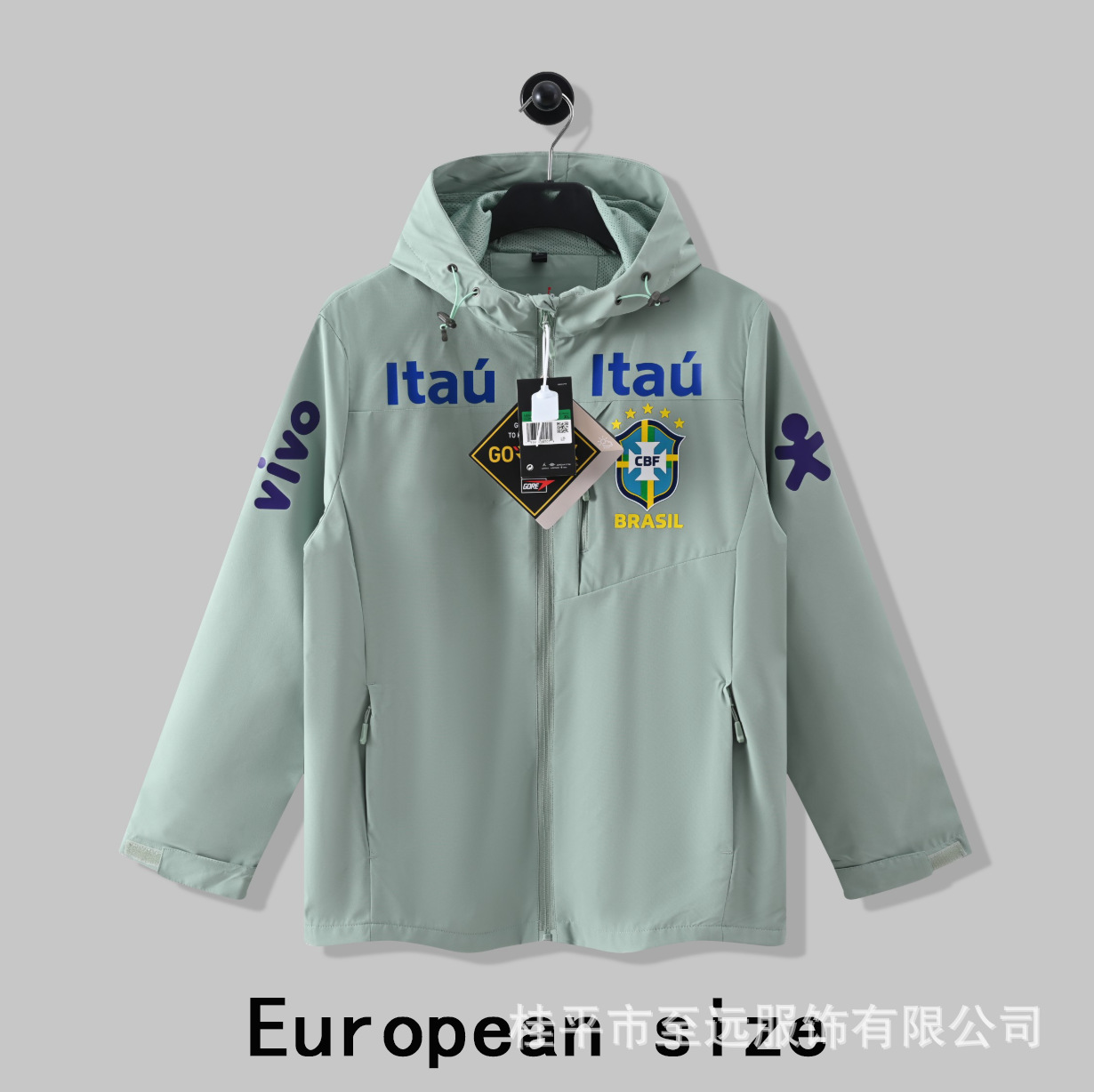 Brasileño chaqueta de asalto con capuchón, abrigo a prueba de viento, abrigo a prueba de agua, fábrica de fuentes deportivas, ropa de entrenamiento de fútbol al por mayor image 15
