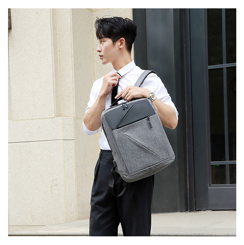 New Oxford fabric solid color backpack, a fashionable and simple large-capacity backpack for business commuting and college students' computer schoolbag undefined