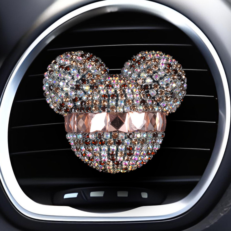 Diamante transfronterizo Mickey Head Salida de aire para automóvil Clip de fragancias Perfume para automóvil Aire acondicionado Perfume para automóvil Interior de diamantes de imitación