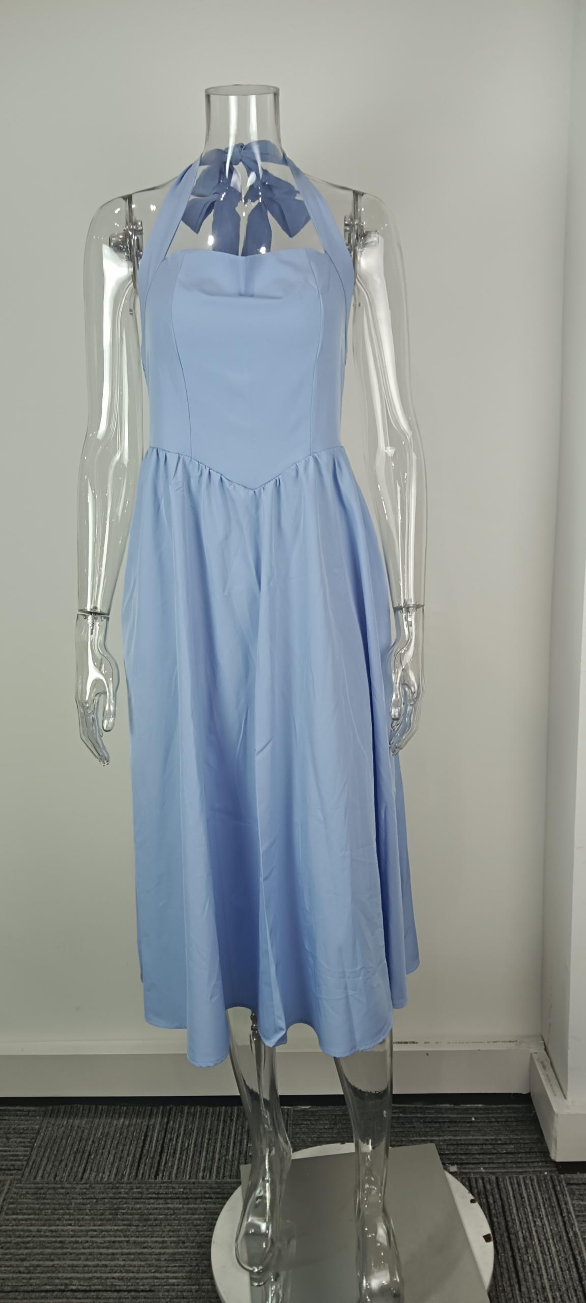 2026 Cross-Border Foreign Trade Women's Clothing European And American Spring New Fashion Elegant Wide Strap Halter Neck_ecoleips.com