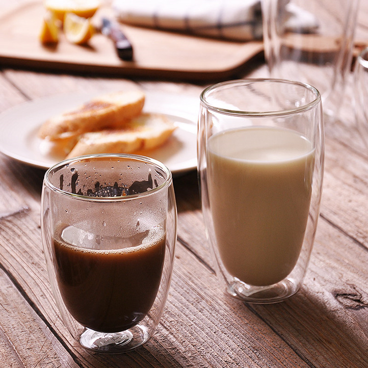 双层耐热玻璃杯创意隔热水杯子冷饮牛奶杯果汁杯马克杯玻璃杯