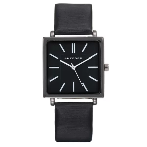 Tiktok Influencer Small Black Watch Ins Style Light Luxury Retro Fashion Women's Quartz Watch Leather Strap Watch Small Square Face Wristwatch